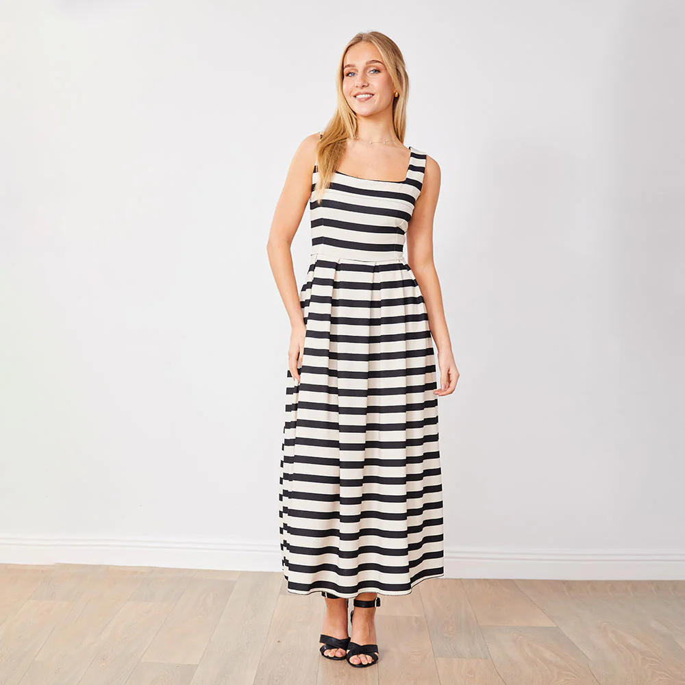 Maddie Dress (Black/Cream Stripe) - Image 6
