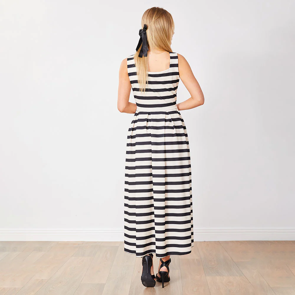 Maddie Dress (Black/Cream Stripe) - Image 8