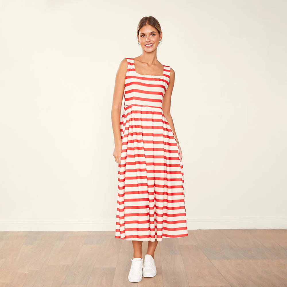 Maddie Dress (Red/Cream Stripe) - Image 10