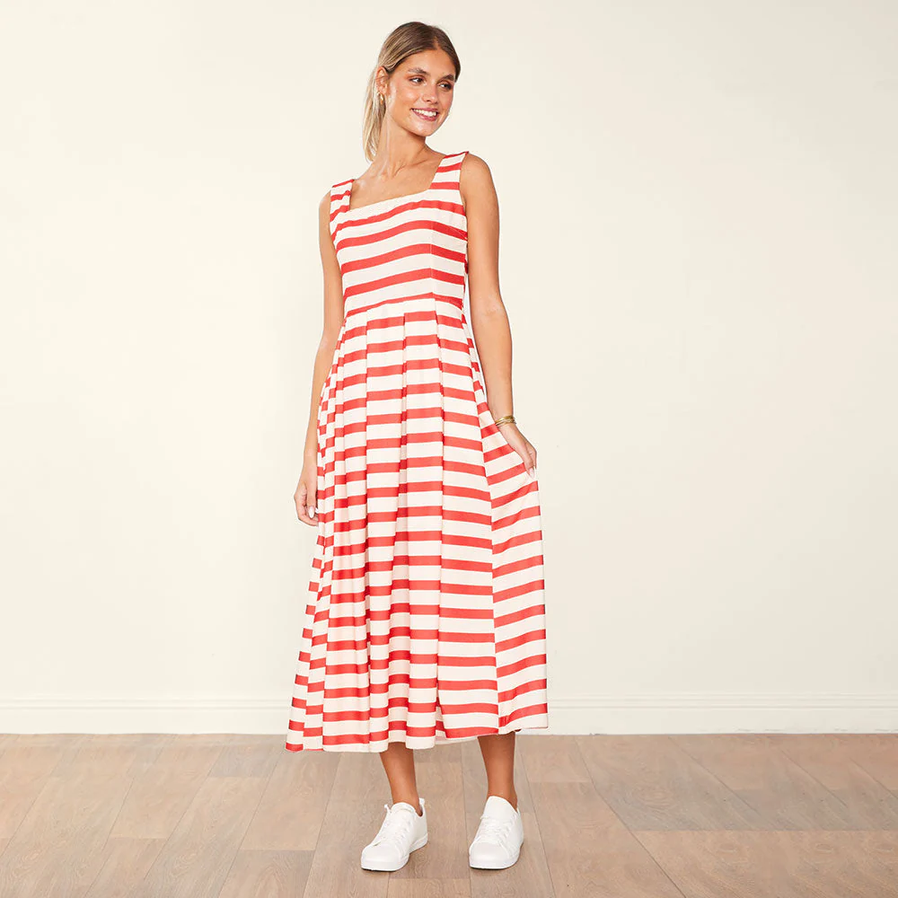 Maddie Dress (Red/Cream Stripe) - Image 11
