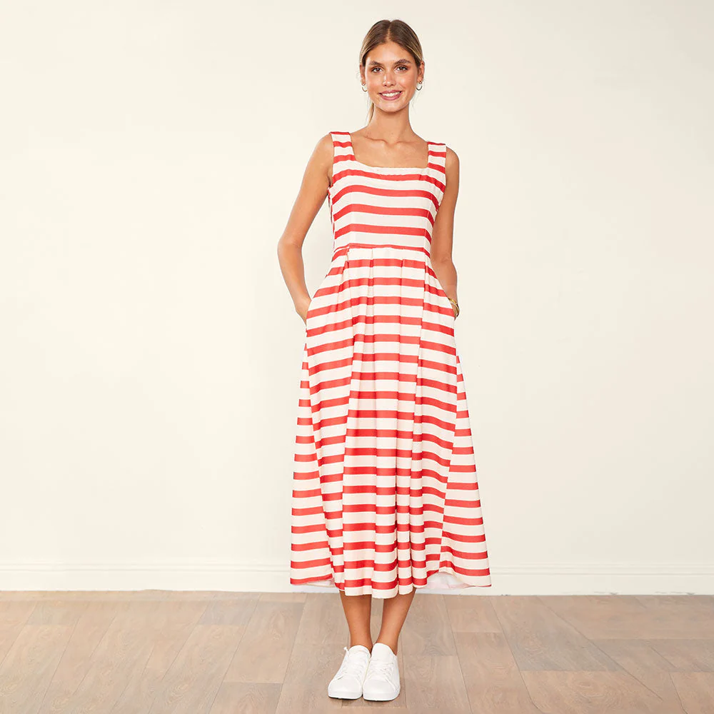 Maddie Dress (Red/Cream Stripe) - Image 12