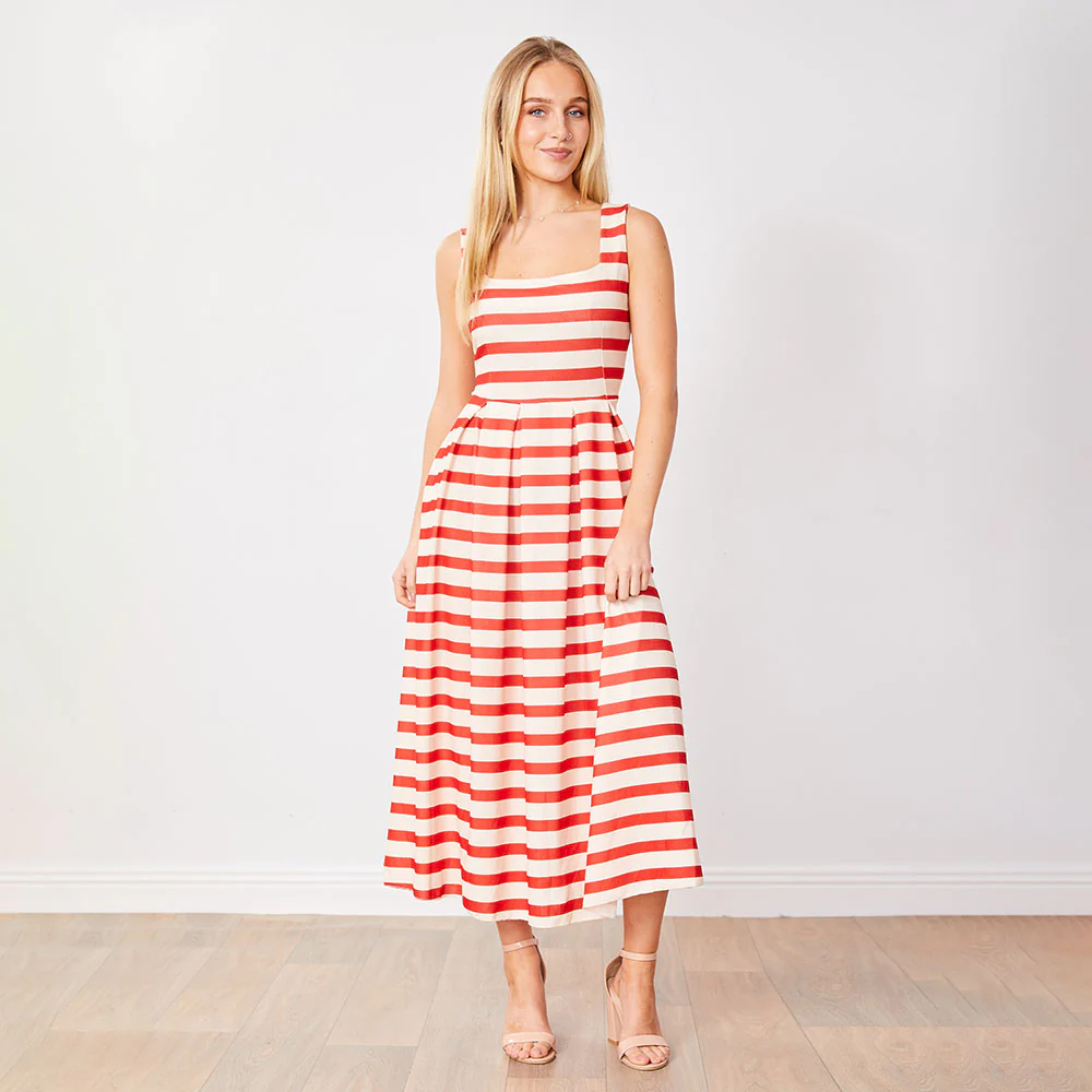 Maddie Dress (Red/Cream Stripe) - Image 3