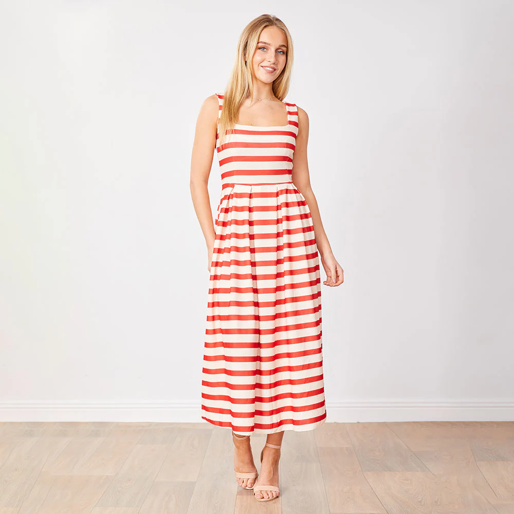 Maddie Dress (Red/Cream Stripe) - Image 4