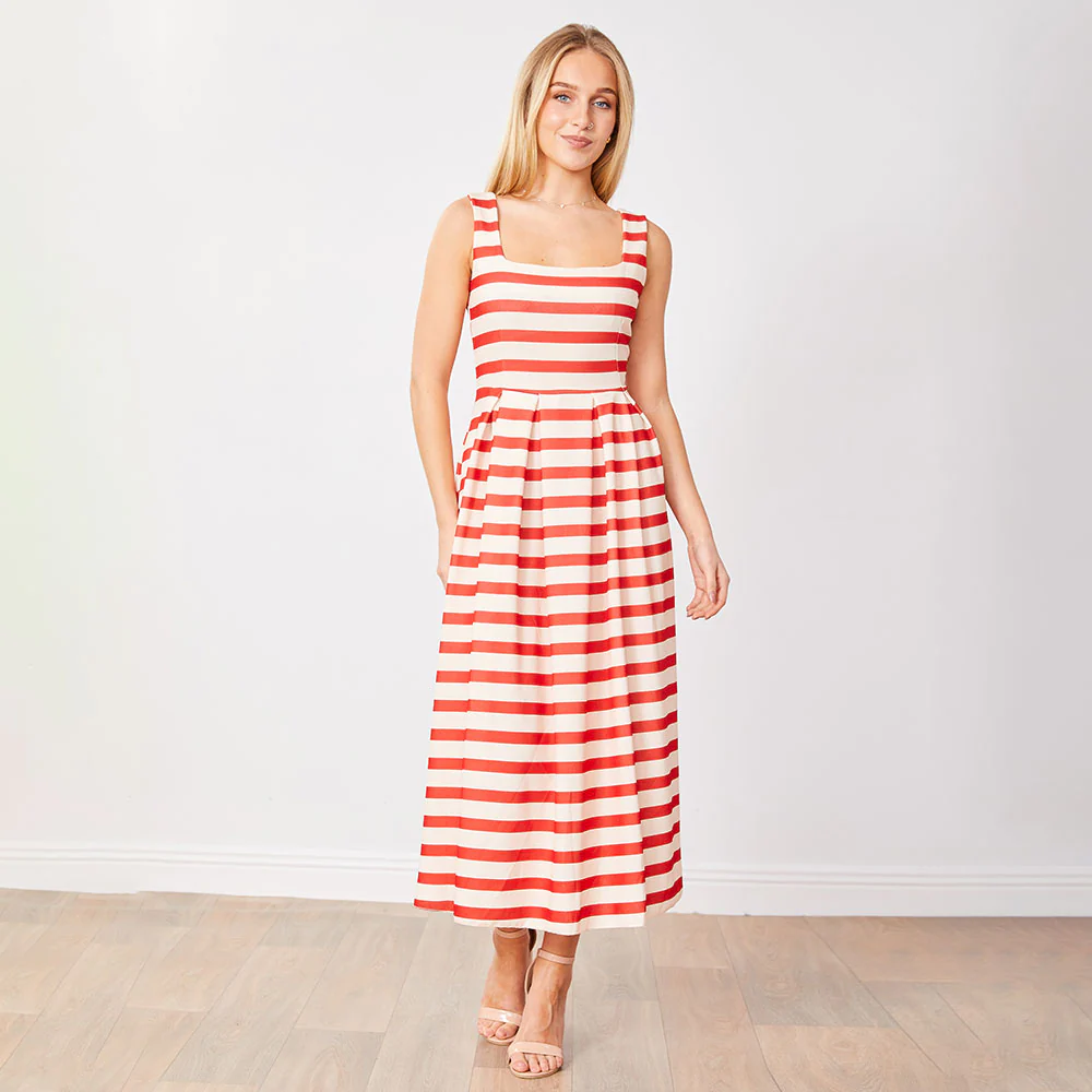 Maddie Dress (Red/Cream Stripe) - Image 5