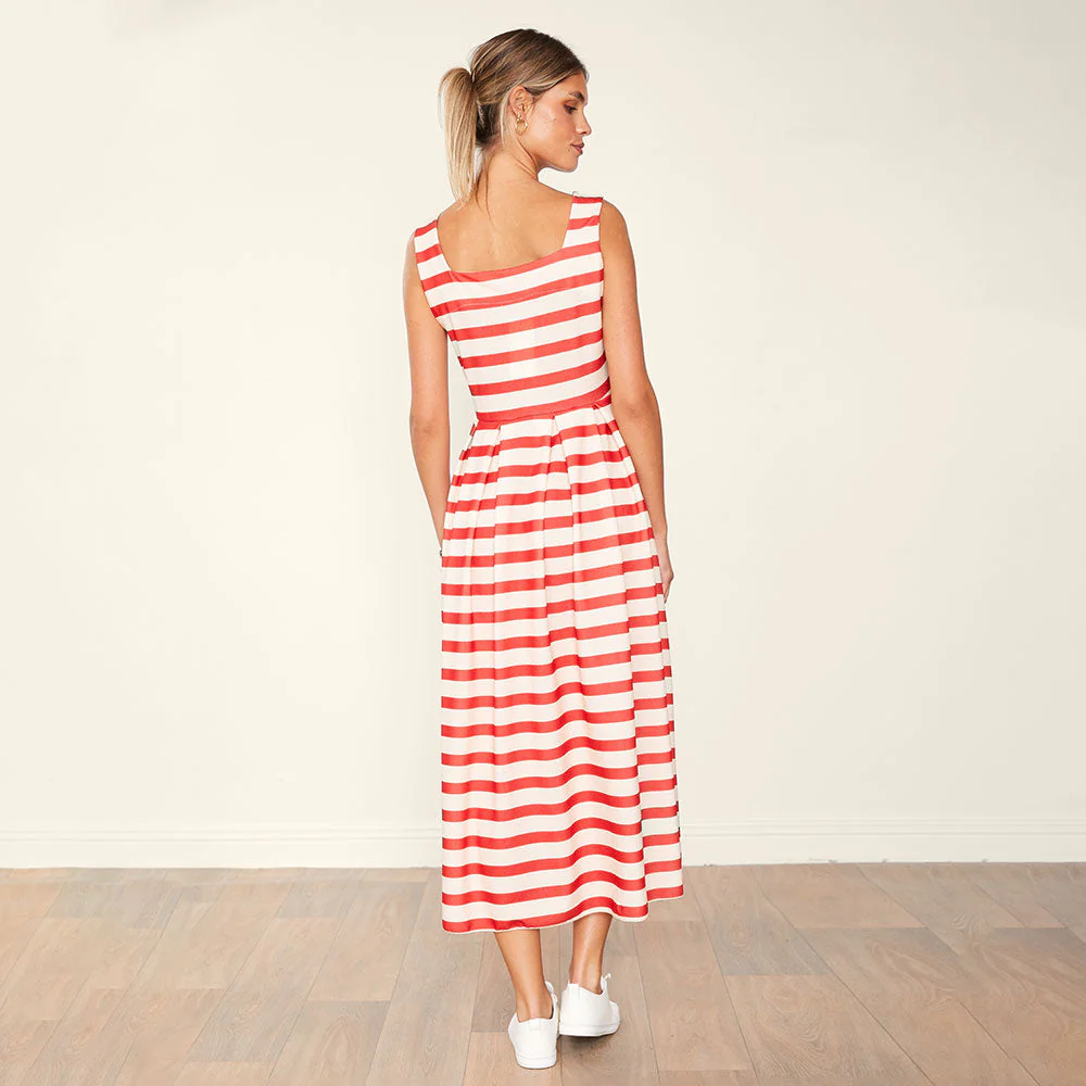 Maddie Dress (Red/Cream Stripe) - Image 8