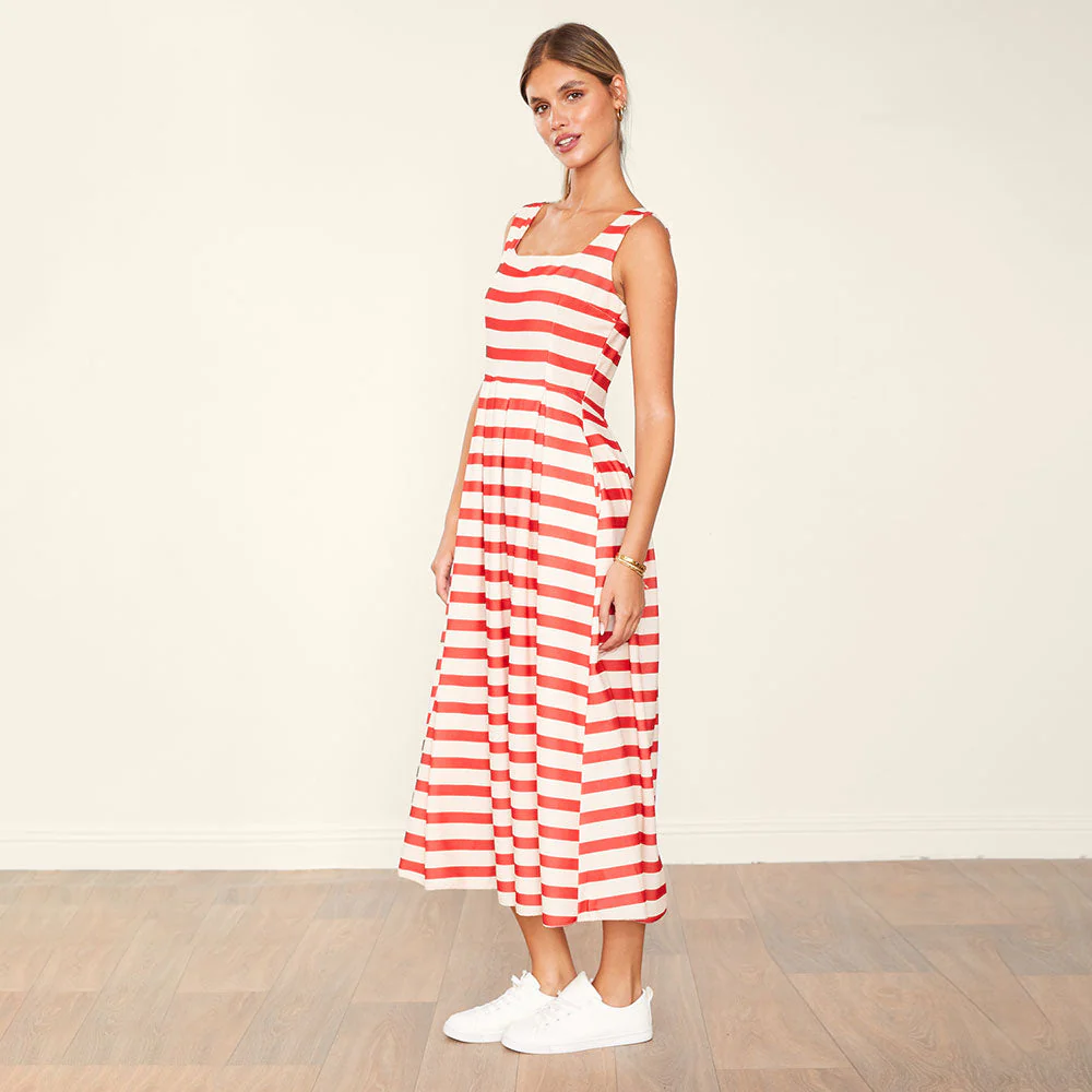 Maddie Dress (Red/Cream Stripe) - Image 9