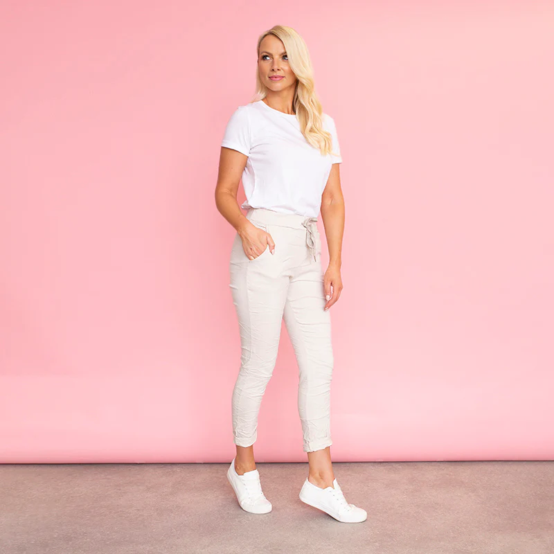 Sia Relaxed Stretch Jogger (Beige) - Image 10