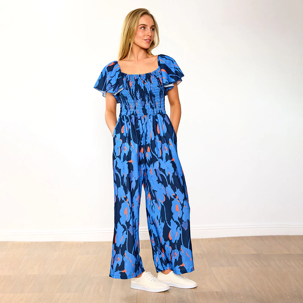 Mara Jumpsuit (Navy/Orange Abstract) - Image 10