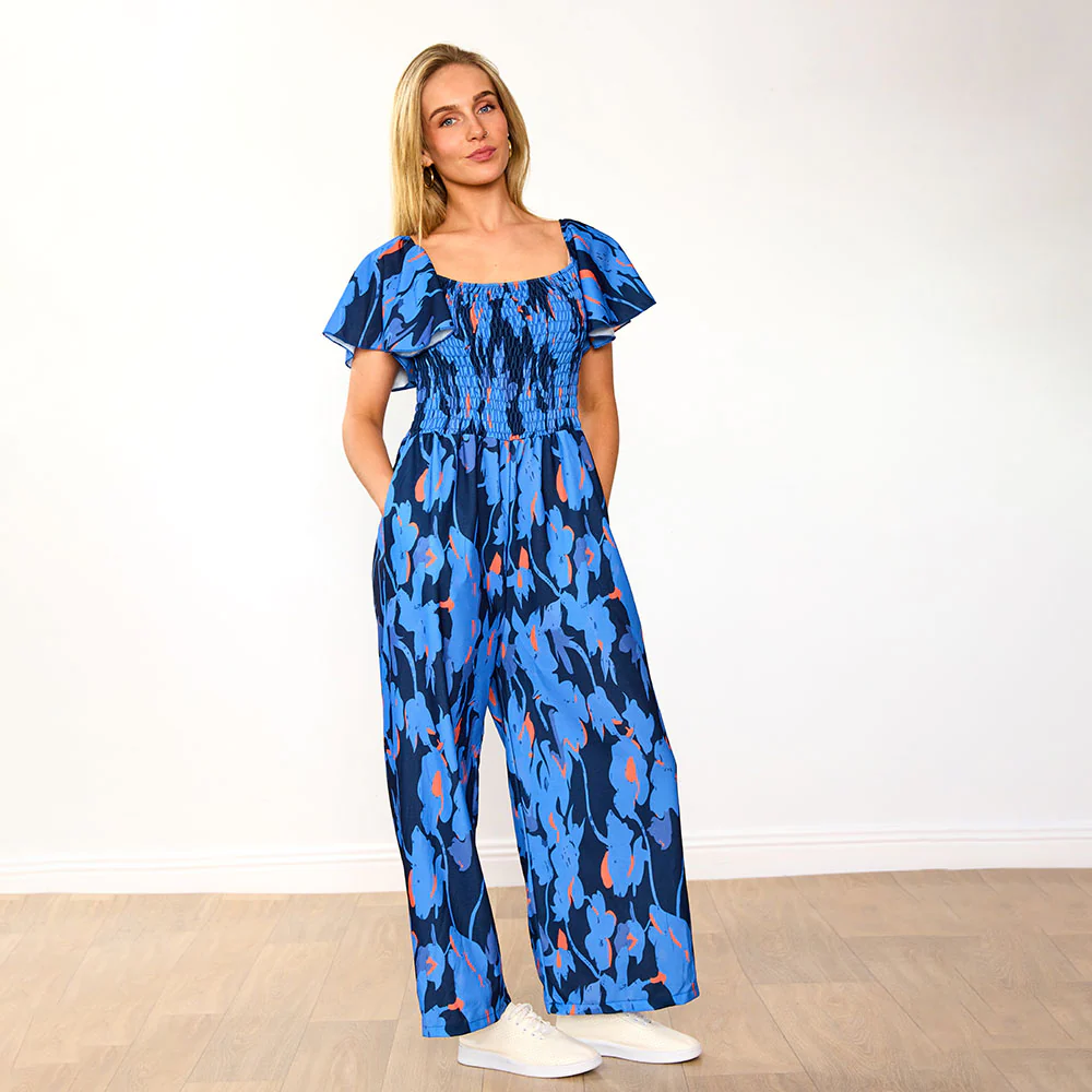 Mara Jumpsuit (Navy/Orange Abstract) - Image 11
