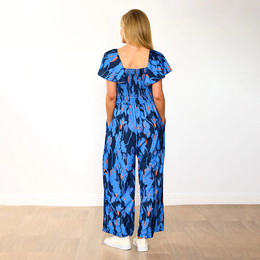 Mara Jumpsuit (Navy/Orange Abstract) - Image 12