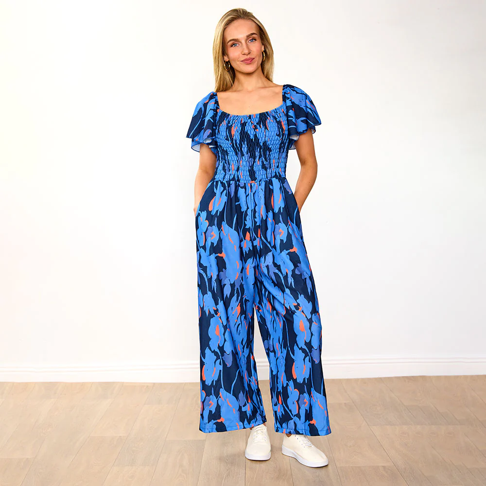 Mara Jumpsuit (Navy/Orange Abstract) - Image 3