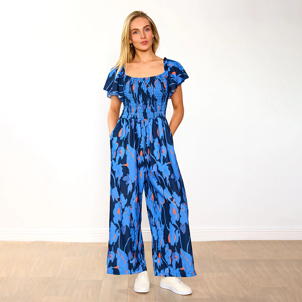Mara Jumpsuit (Navy/Orange Abstract) - Image 5