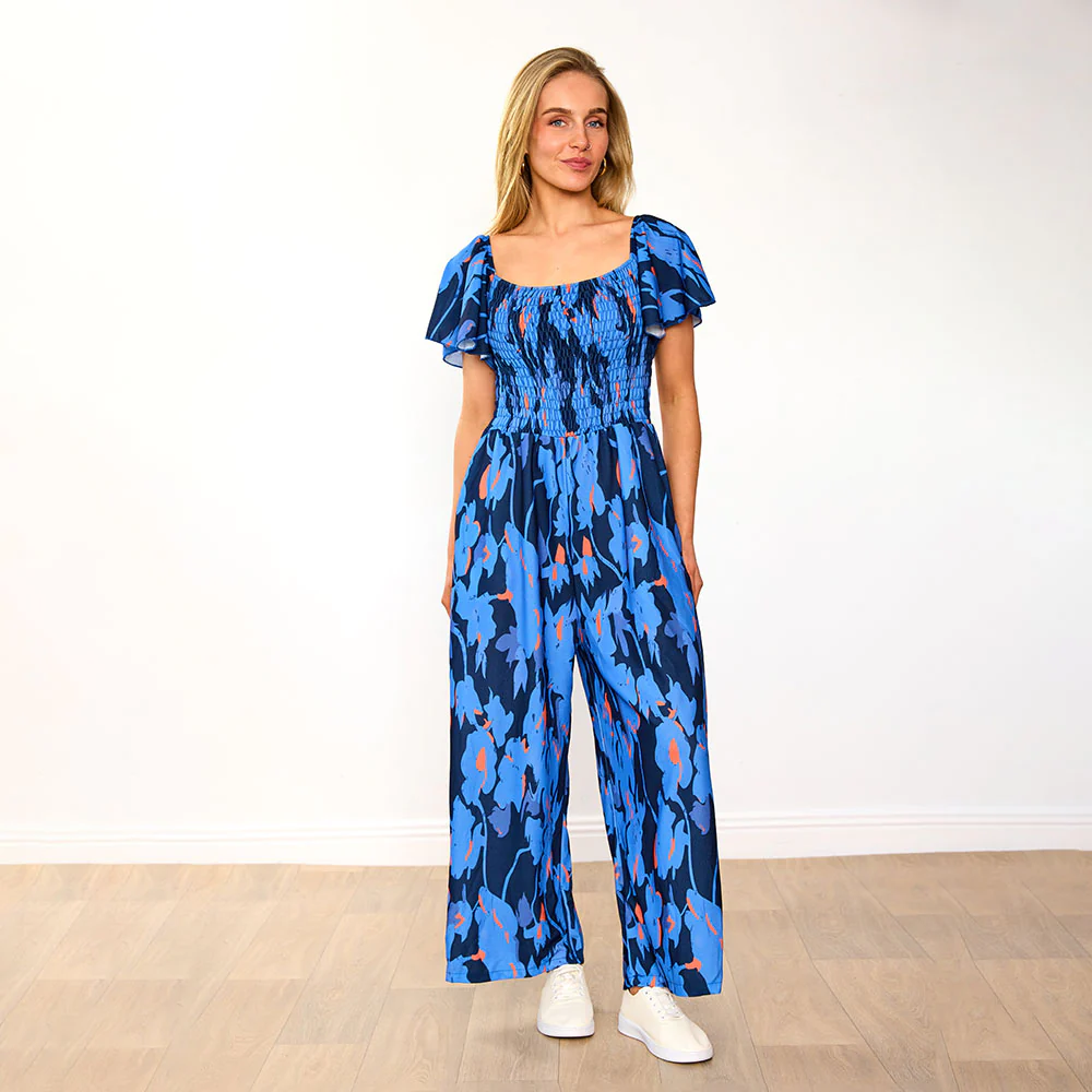 Mara Jumpsuit (Navy/Orange Abstract) - Image 6