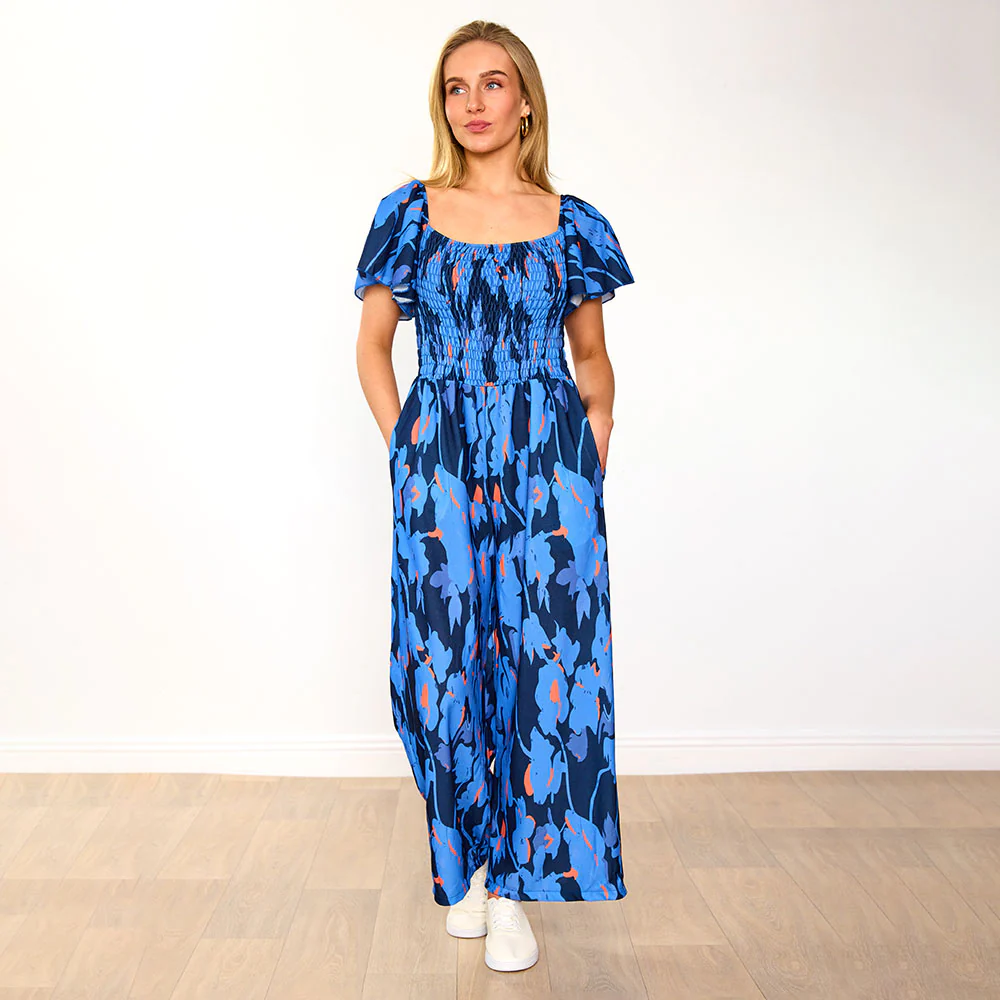 Mara Jumpsuit (Navy/Orange Abstract) - Image 7