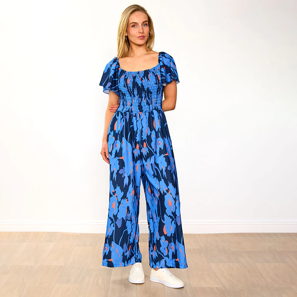 Mara Jumpsuit (Navy/Orange Abstract) - Image 8