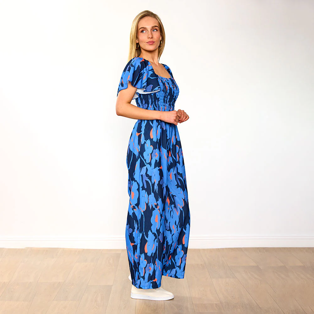 Mara Jumpsuit (Navy/Orange Abstract) - Image 9