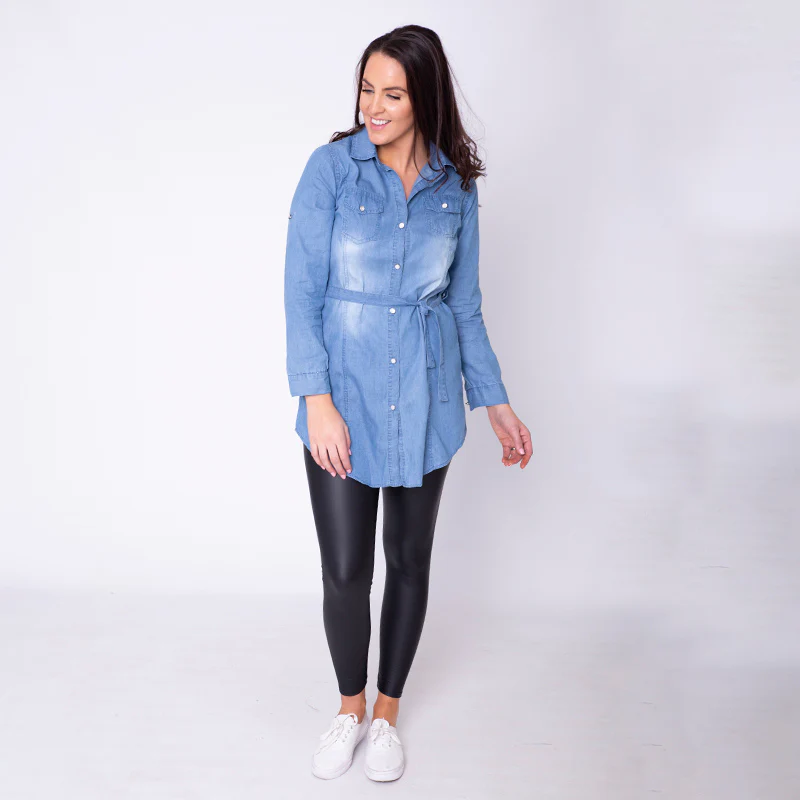 Mason Belted Denim Shirt - Image 7