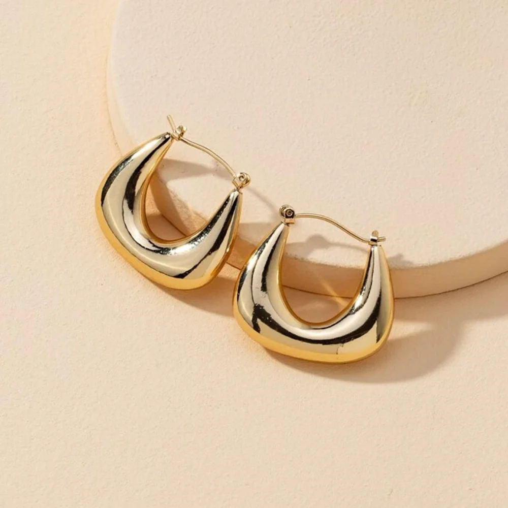 Metal Hoop Earrings (Gold) - Image 2