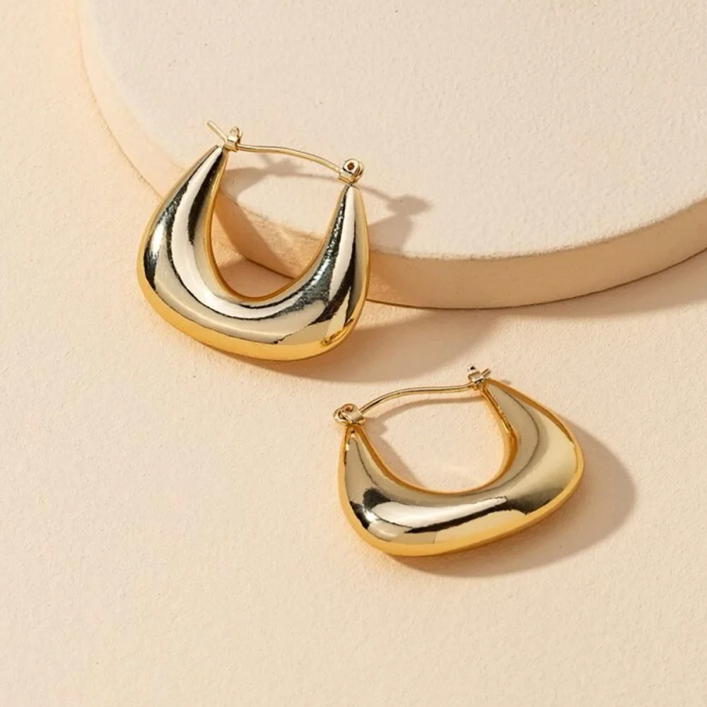 Metal Hoop Earrings (Gold) - Image 3