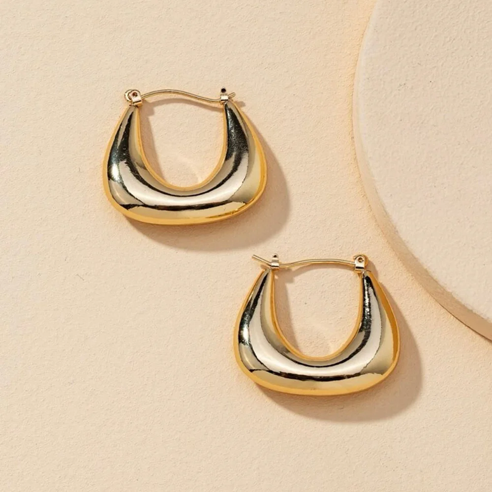 Metal Hoop Earrings (Gold) - Image 4