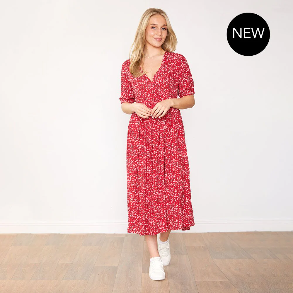 Mia Dress (Red Floral)