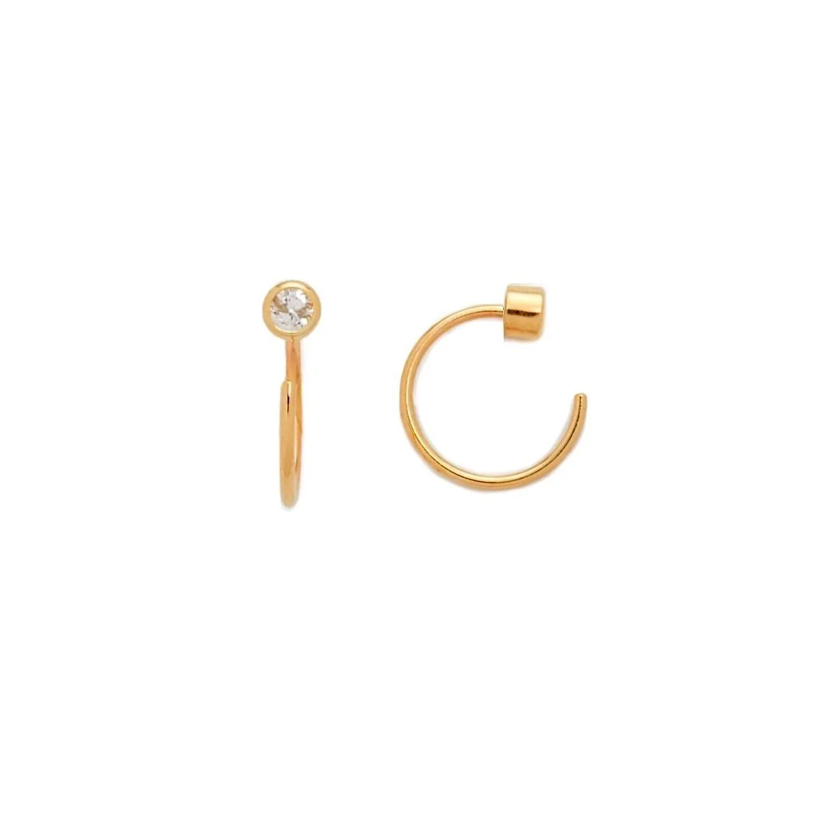 Mini Bezel Huggies Earings Gold - Image 3