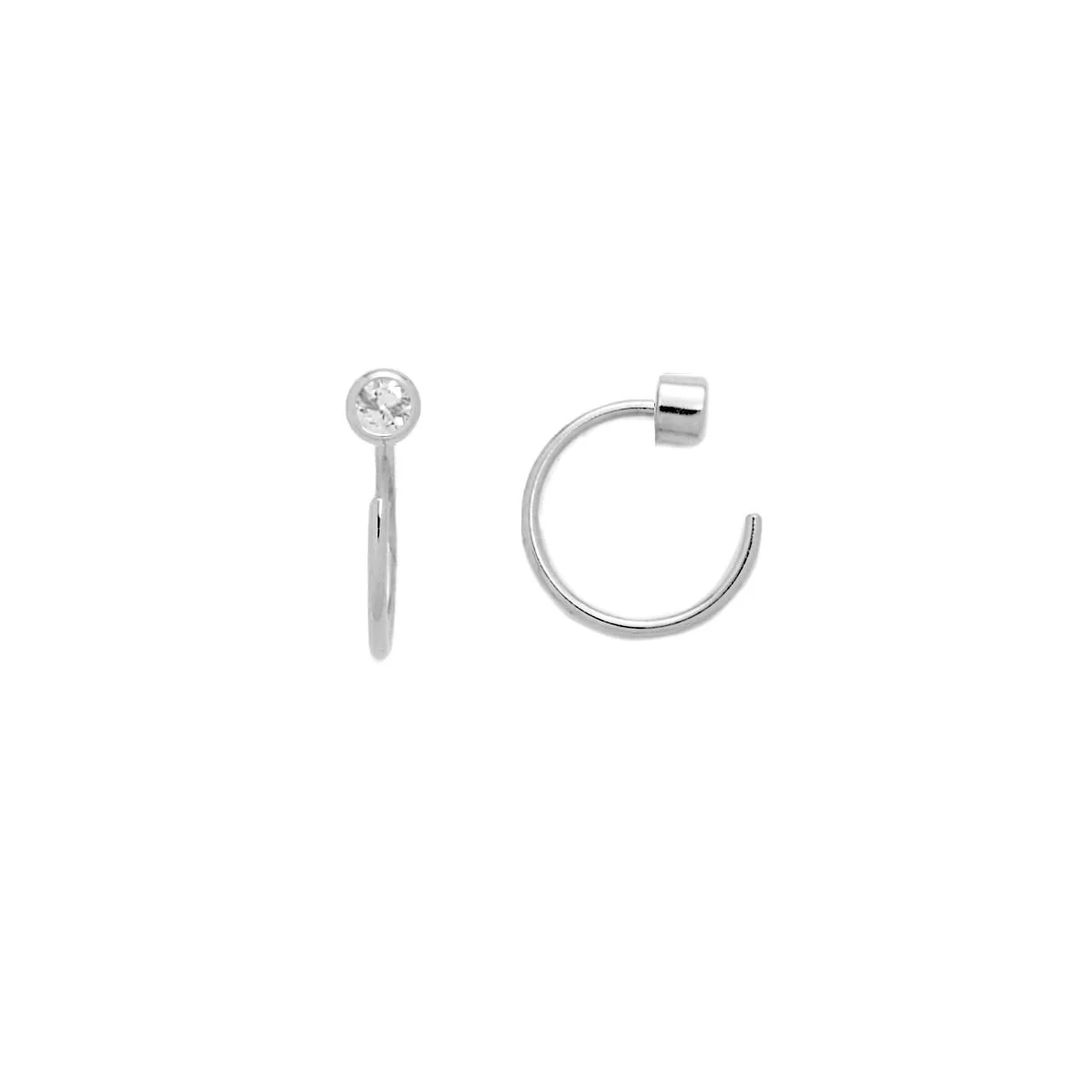 Mini Bezel Huggies Earings Silver - Image 2