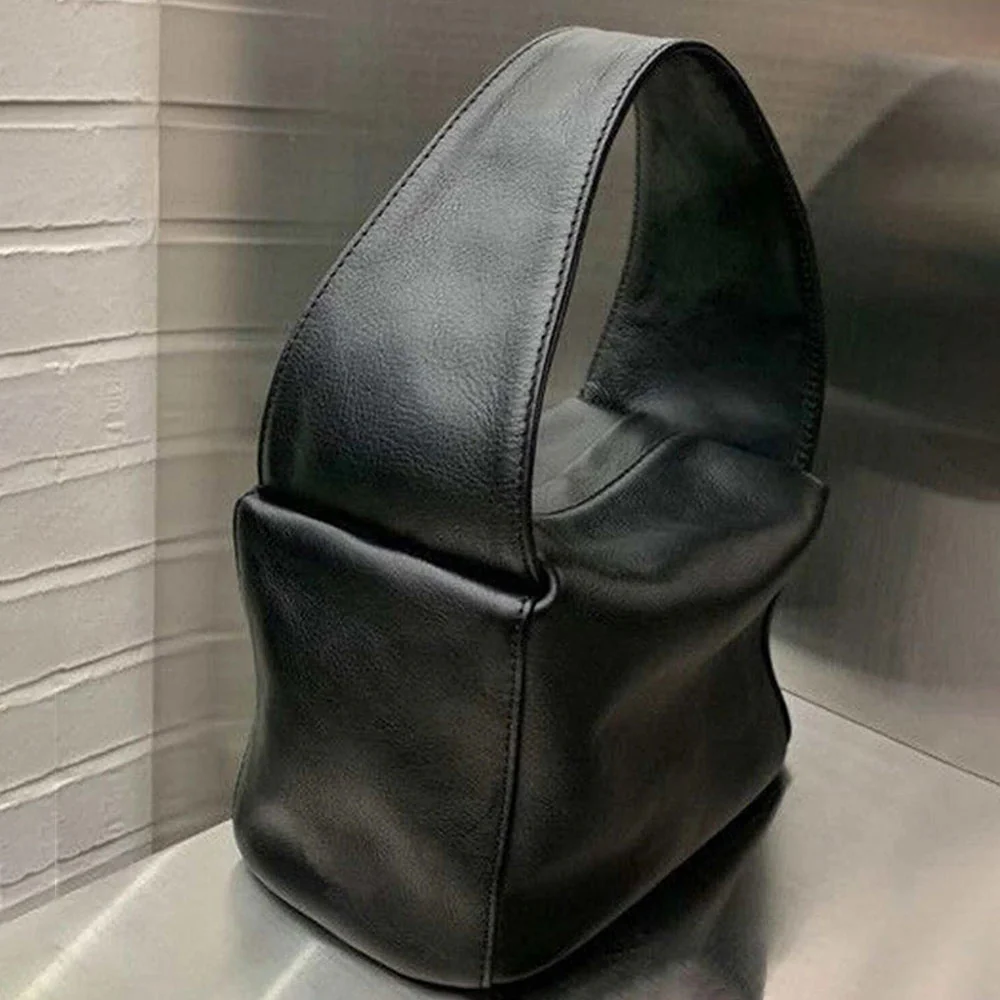 Top Handle Bucket Bag (Black) - Image 2