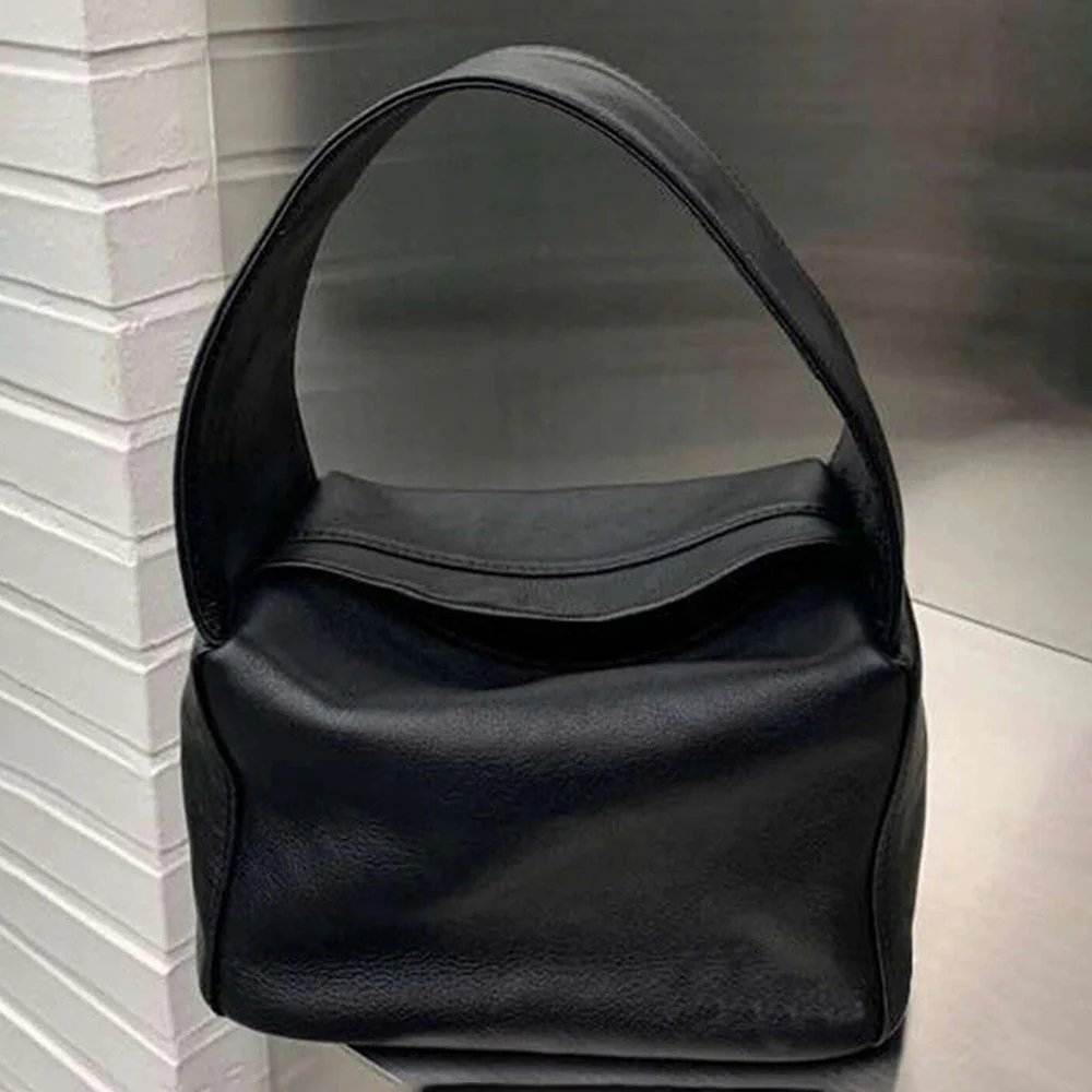 Top Handle Bucket Bag (Black) - Image 3