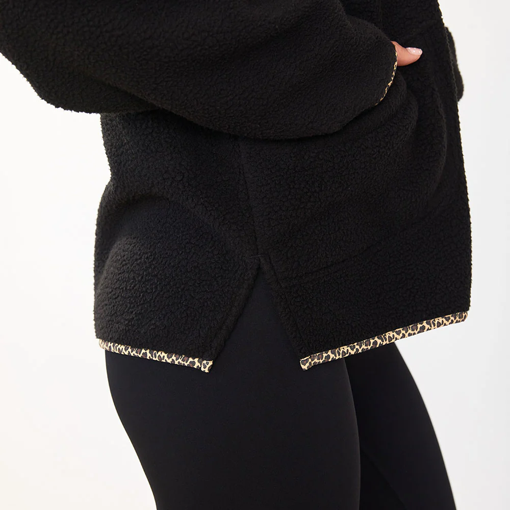 Molly Fleece Jacket (Black/Leopard Trim) - Image 11