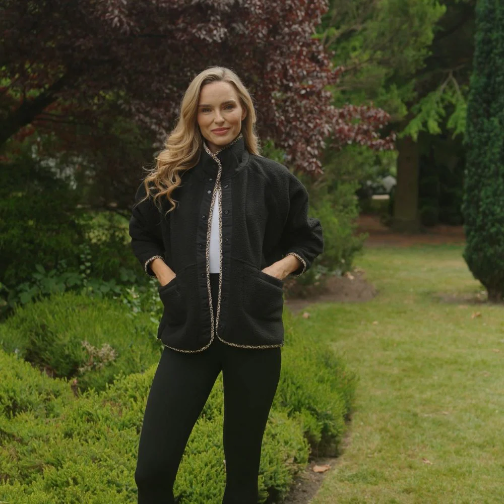 Molly Fleece Jacket (Black/Leopard Trim) - Image 13