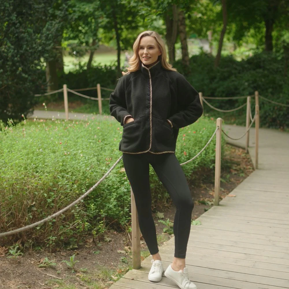Molly Fleece Jacket (Black/Leopard Trim) - Image 16