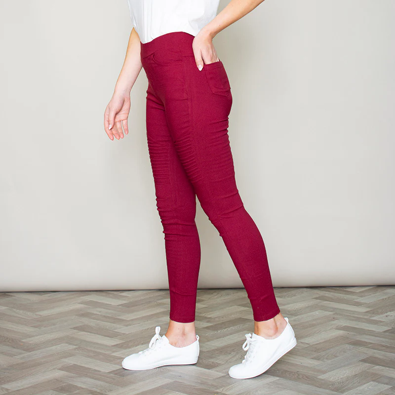 Moto Pleated Jeggings (Burgundy) - Image 8