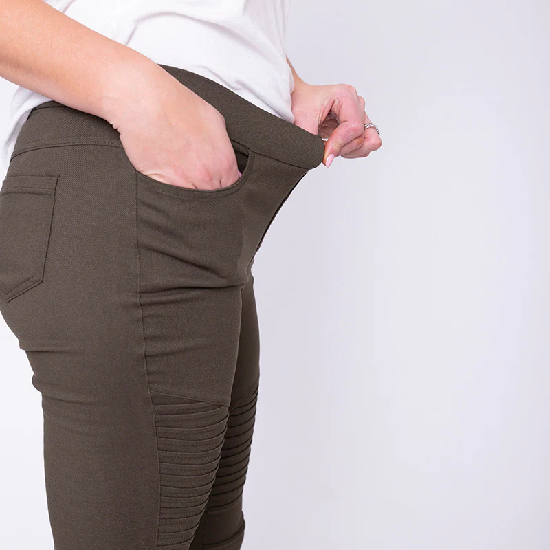 Moto Pleated Jeggings Khaki - Image 3