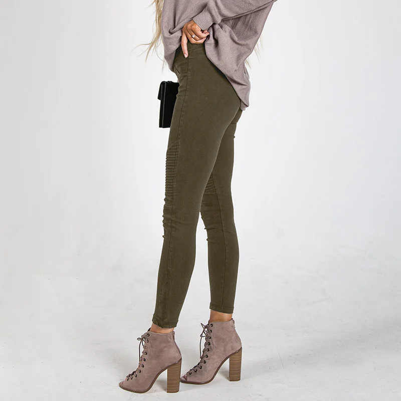 Moto Pleated Jeggings Khaki - Image 5