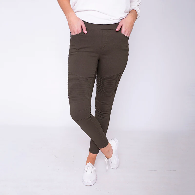 Moto Pleated Jeggings Khaki - Image 7