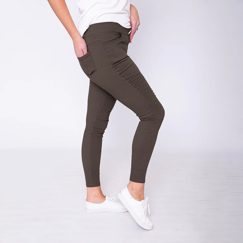 Moto Pleated Jeggings Khaki - Image 8
