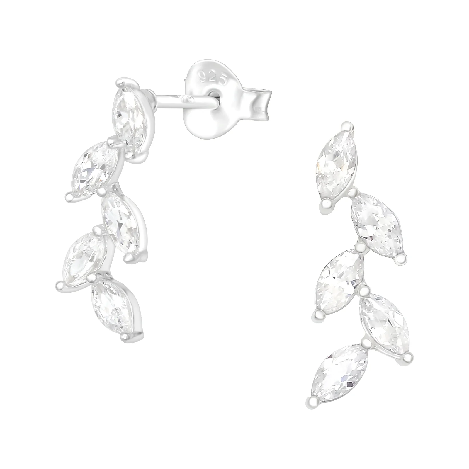 Sterling Silver Crystal Leaf Earring - Image 2