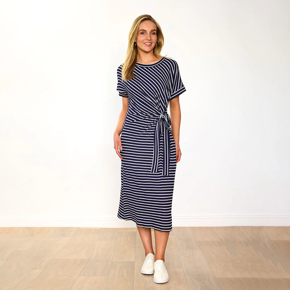 Muriel Dress (Navy Stripe) - Image 3