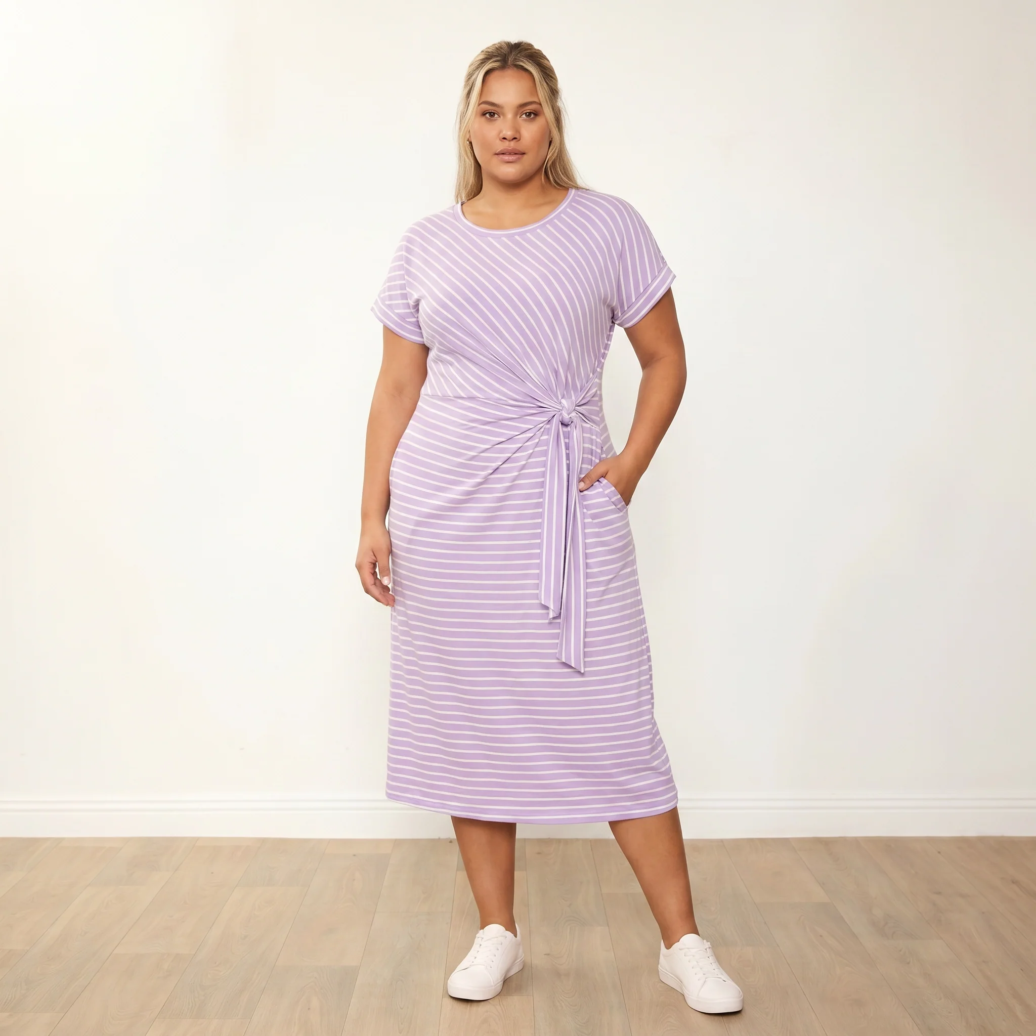 Muriel Dress (Lilac Stripe) - Image 10