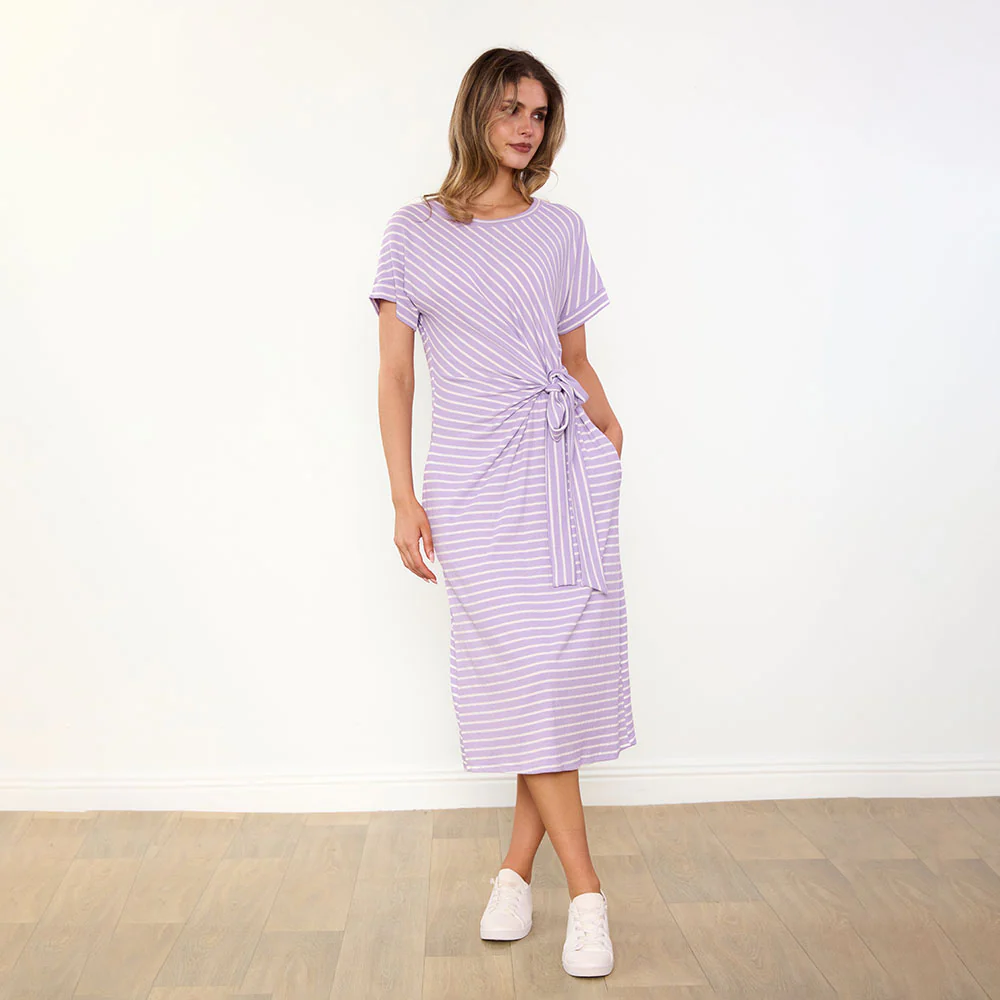 Muriel Dress (Lilac Stripe) - Image 11