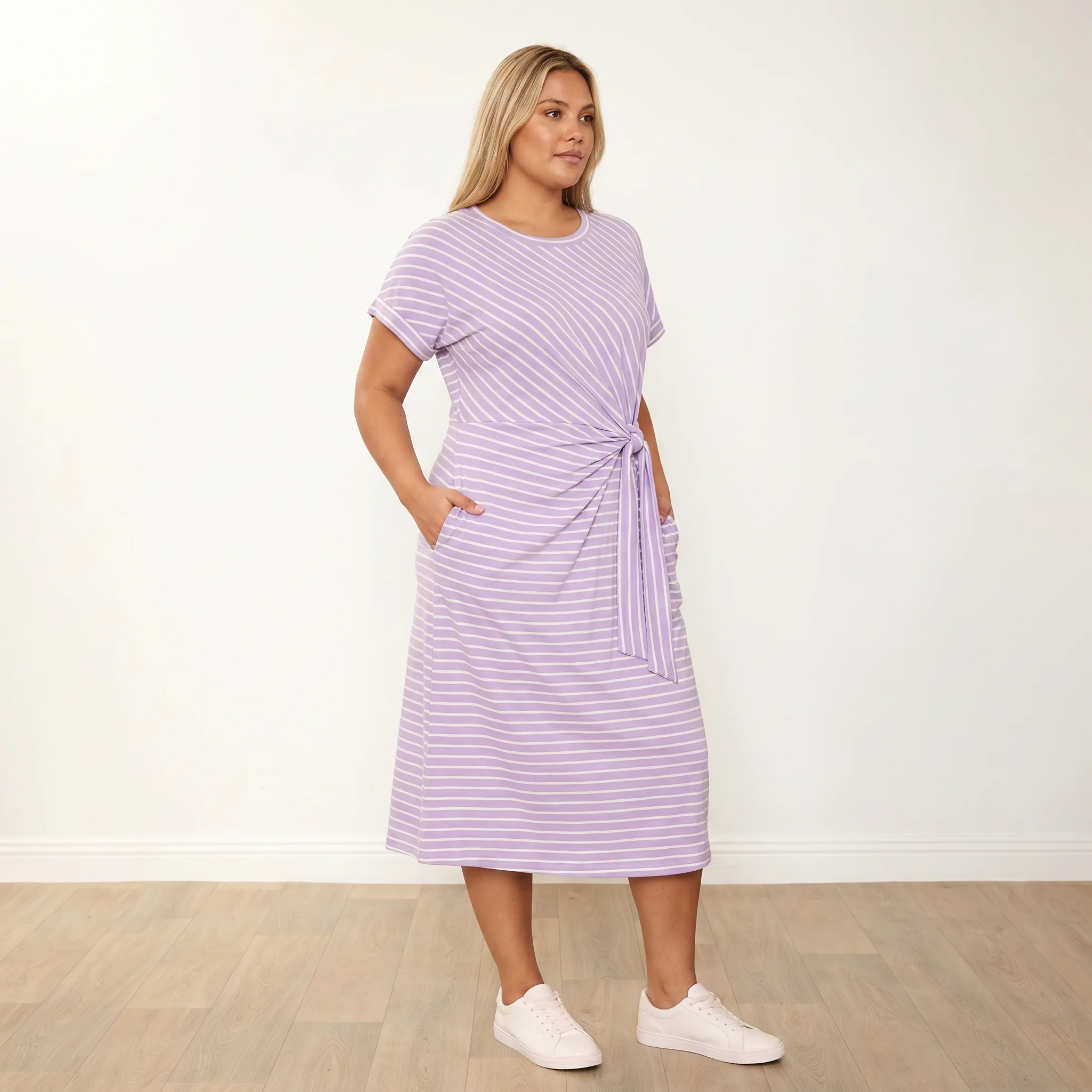 Muriel Dress (Lilac Stripe) - Image 12