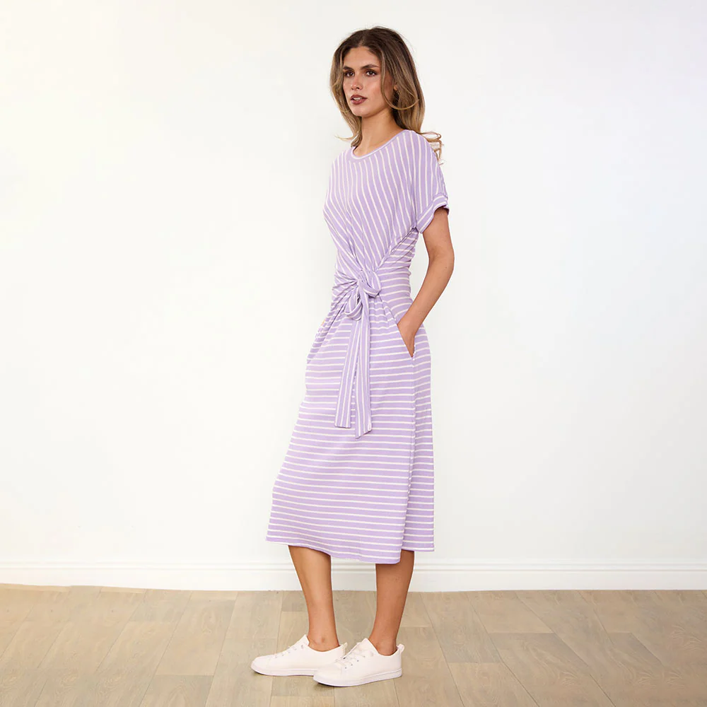 Muriel Dress (Lilac Stripe) - Image 13