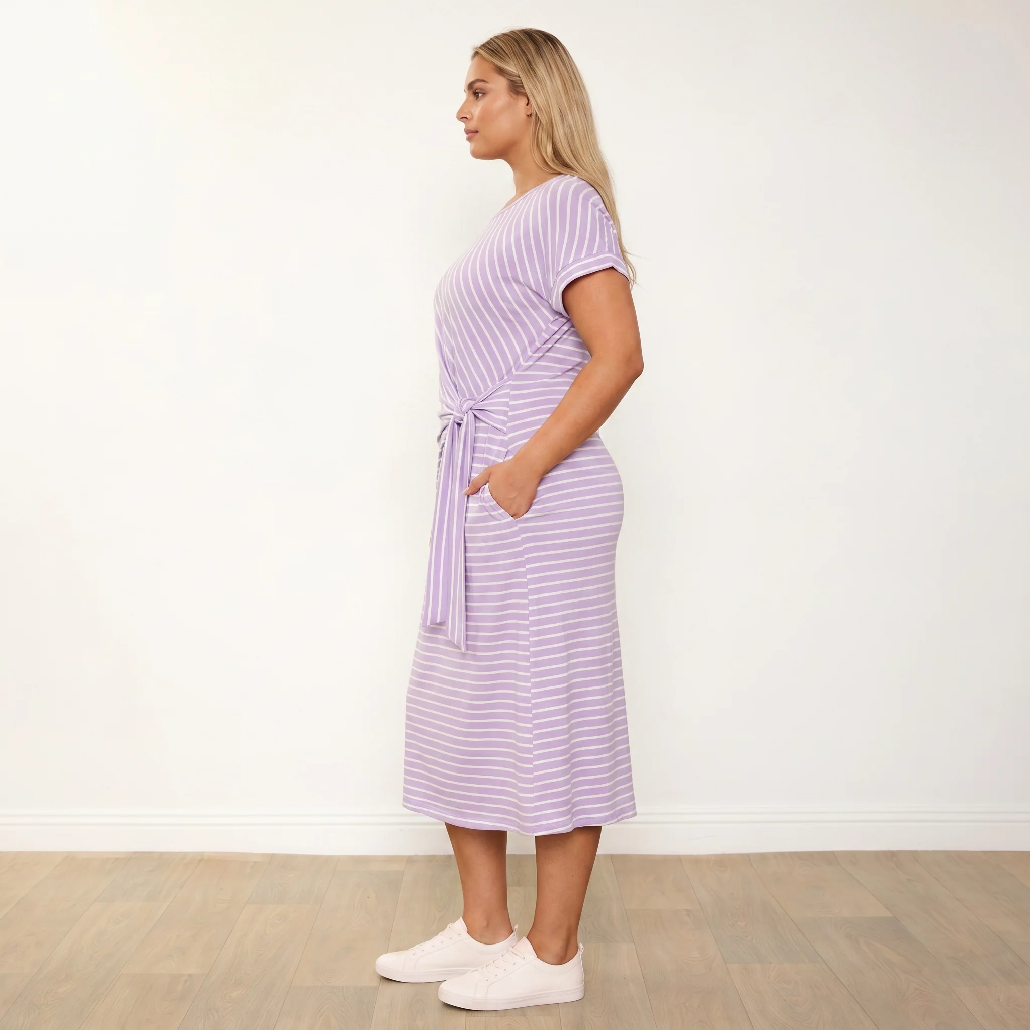 Muriel Dress (Lilac Stripe) - Image 14