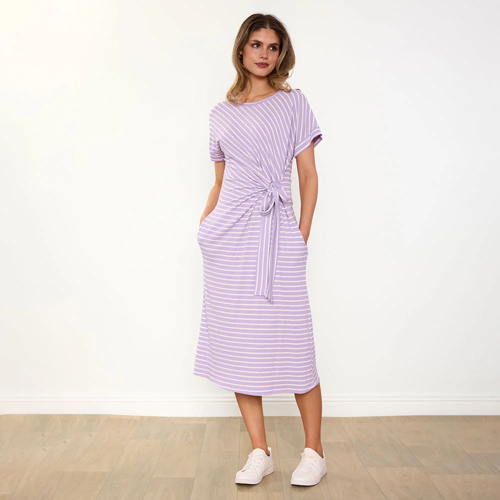 Muriel Dress (Lilac Stripe) - Image 3