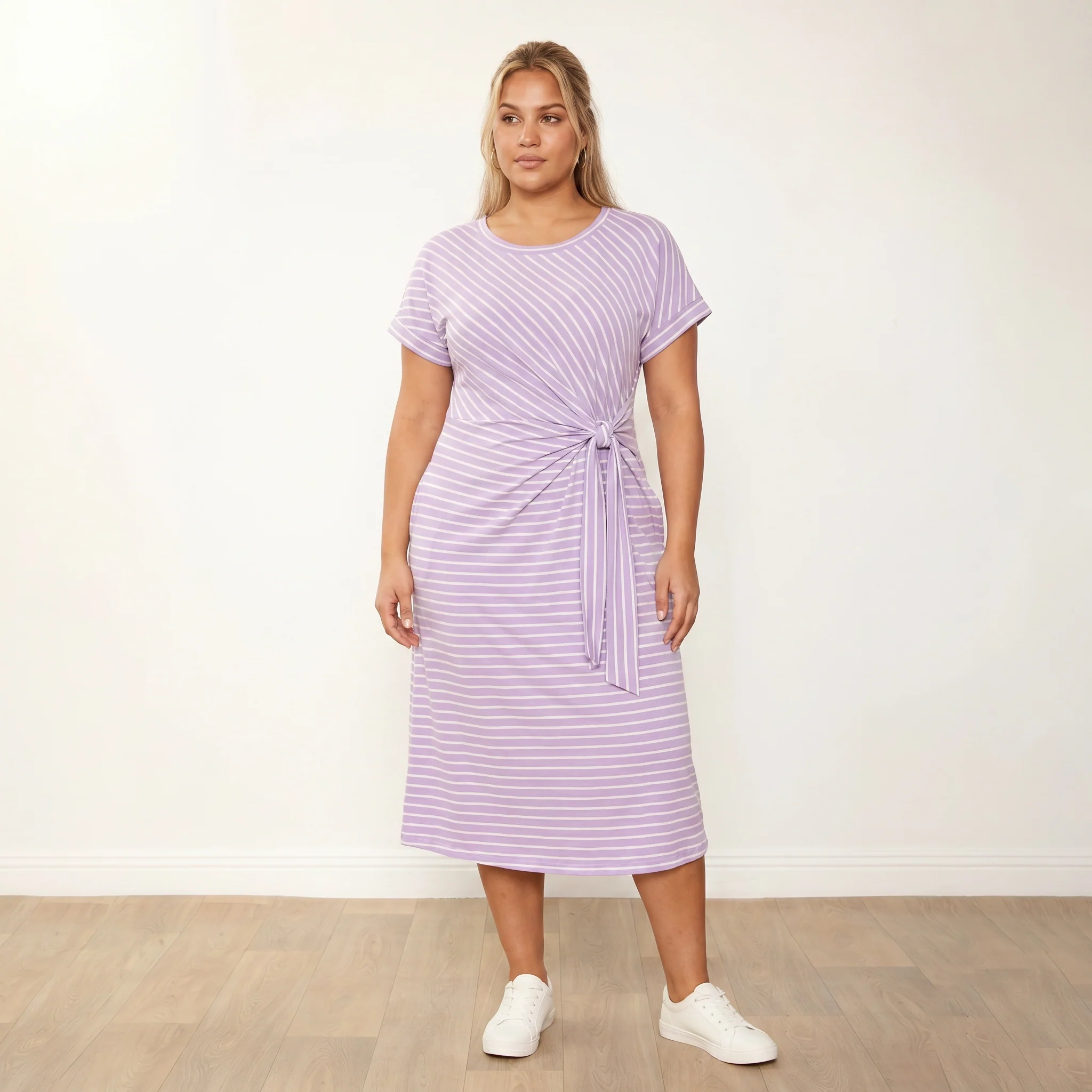 Muriel Dress (Lilac Stripe) - Image 4