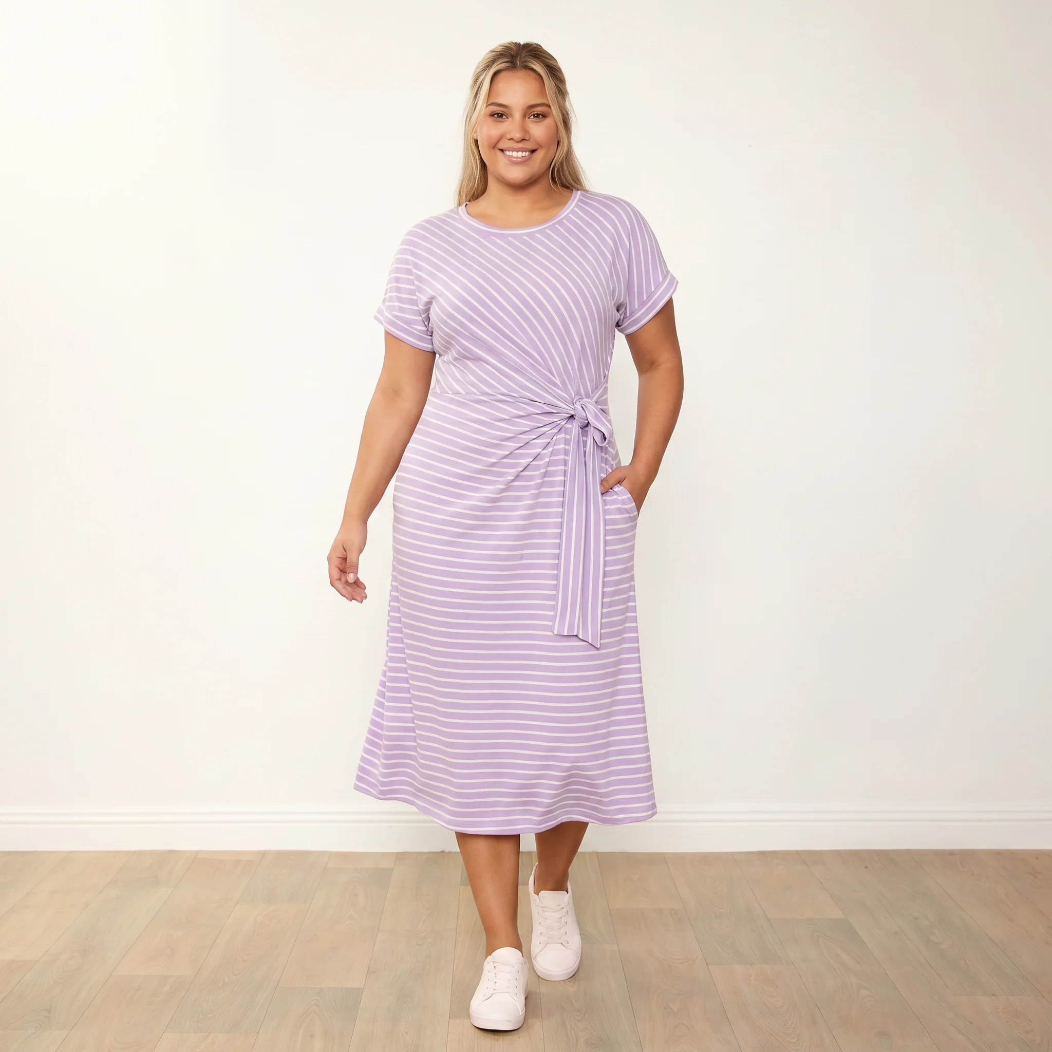 Muriel Dress (Lilac Stripe) - Image 6