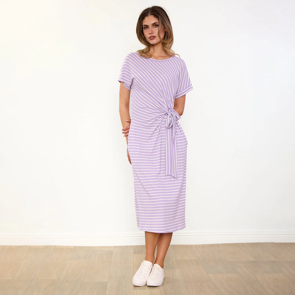 Muriel Dress (Lilac Stripe) - Image 7
