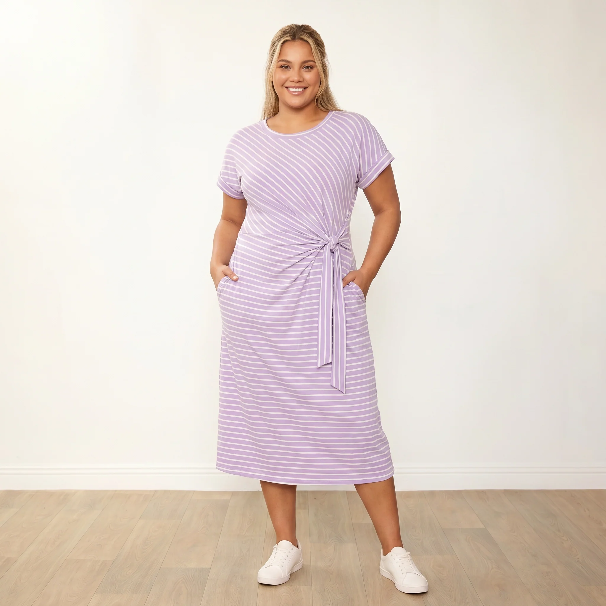 Muriel Dress (Lilac Stripe) - Image 8