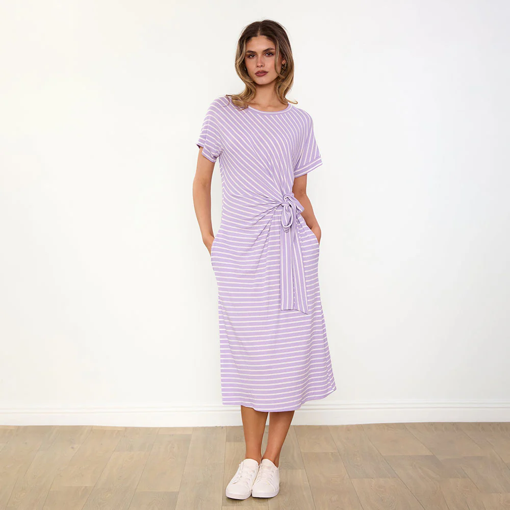 Muriel Dress (Lilac Stripe) - Image 9